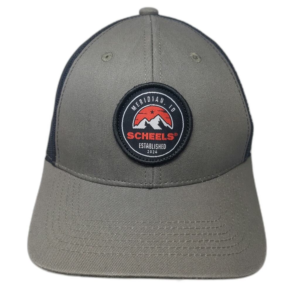 Scheels Meridian ID Mountains Gray Trucker Hat One Size Mesh Back Snapback